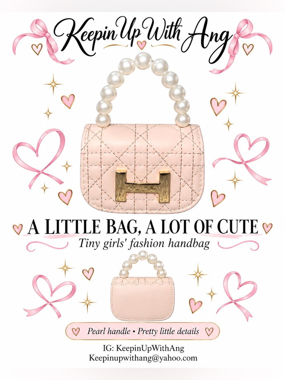 Pink Pearl-Handle Quilted Mini Bag
